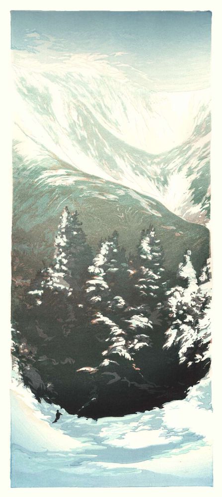 Matt Brown Woodblock Print Tuckermans From Wildcat Mtn
