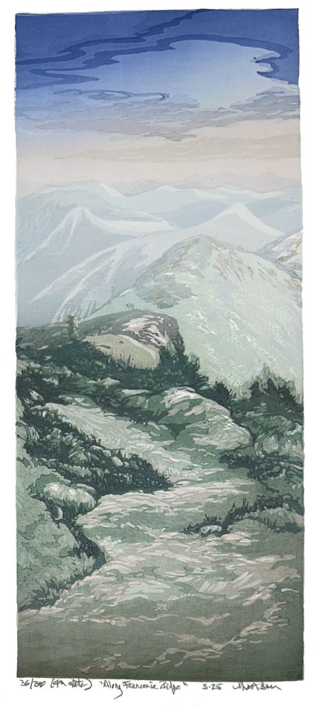 Matt Brown Woodblock Print Along Franconia Ridge, 4th state