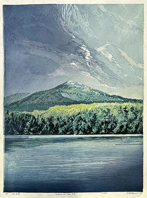 Matt Brown Woodblock Print Monadnock from Stone Pond.6.2