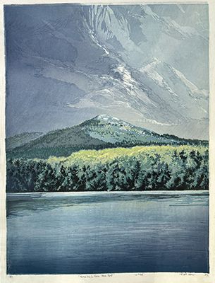 Matt Brown Woodblock Print Monadnock from Stone Pond.6.3