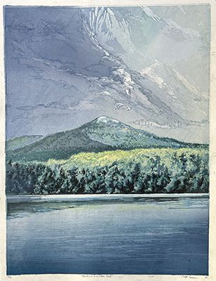 Matt Brown Woodblock Print Monadnock from Stone Pond.6.4