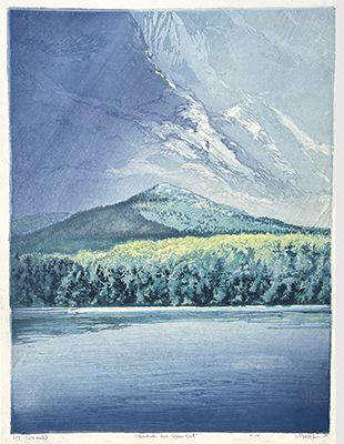 Matt Brown Woodblock Print Monadnock from Stone Pond.6.6