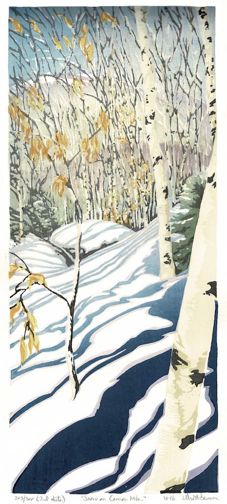 Matt Brown Woodblock Print Snow On Cannon Mtn, 2nd State, edition sold out