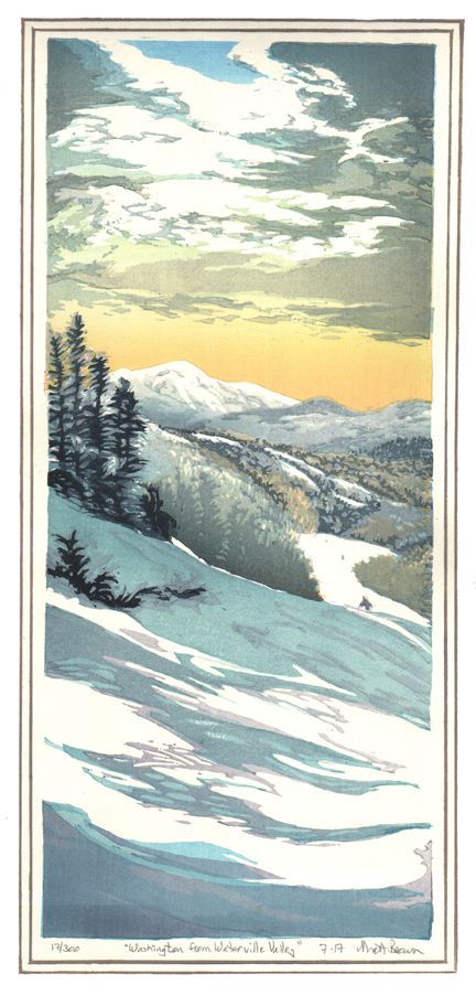 Matt Brown Woodblock Print Washington from Waterville Valley
