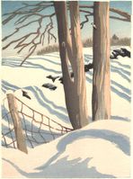 Matt Brown Woodblock Print Fallen Fence-line 